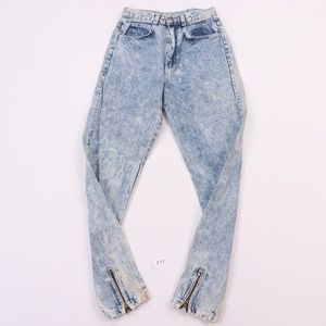 Vtg 80s Womens Size 7 Acid Wash Zipper Leg Jeans